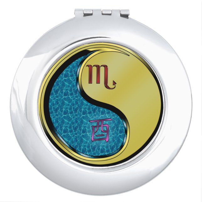 Scorpio & Metal Rooster Compact Mirror (Front)