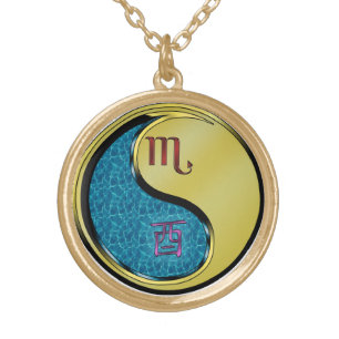 Scorpio & Metal Rooster Gold Plated Necklace