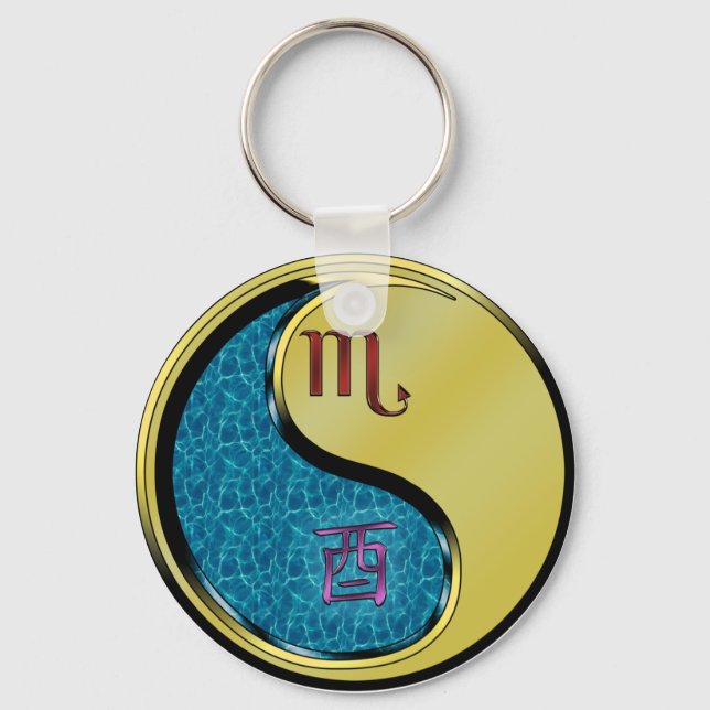 Scorpio & Metal Rooster Keychain (Front)