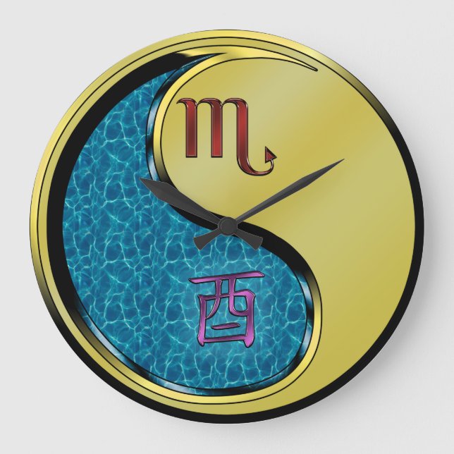 Scorpio & Metal Rooster Large Clock (Front)