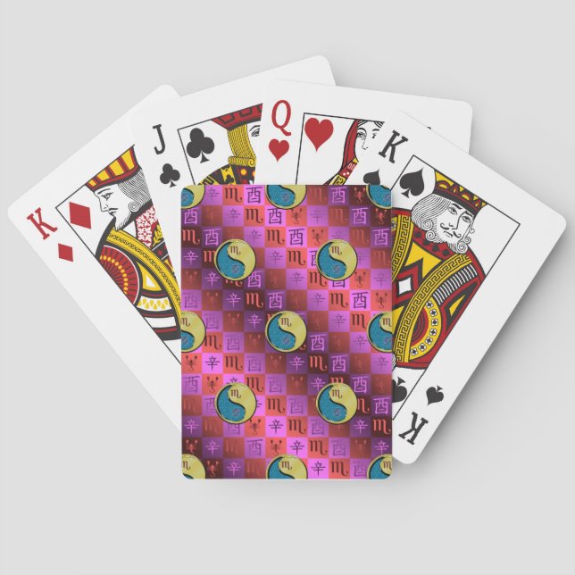 Scorpio & Metal Rooster Poker Cards (Back)