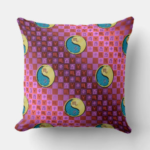 Scorpio & Metal Rooster Throw Pillow