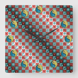 Scorpio & Metal Snake Square Wall Clock