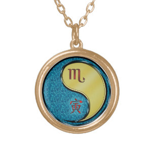 Scorpio & Metal Tiger Gold Plated Necklace