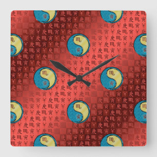 Scorpio & Metal Tiger Square Wall Clock