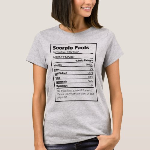 Scorpio Nutrition Fact Zodiac T_Shirt