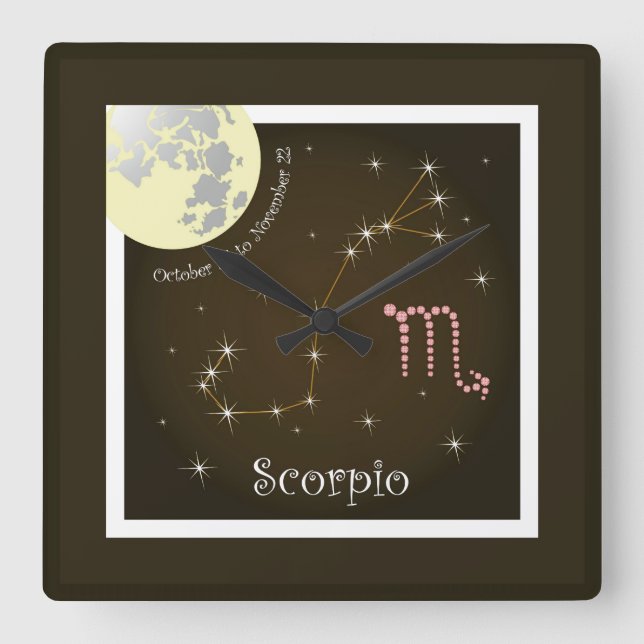 Scorpio October 24 to November 22 Uhr Square Wall Clock (Front)