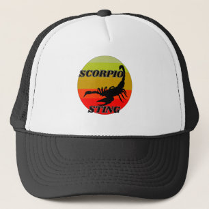 Scorpio on vintage sunset-happy birthday trucker hat