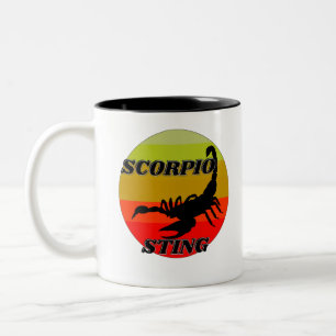 Scorpio on vintage sunset-happy birthday Two-Tone coffee mug