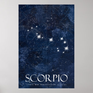 Scorpio Poster with name, star sign zodiac