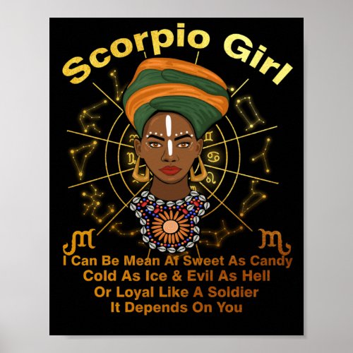 Scorpio Queen Sweet As Candy Birthday Black Women Poster
