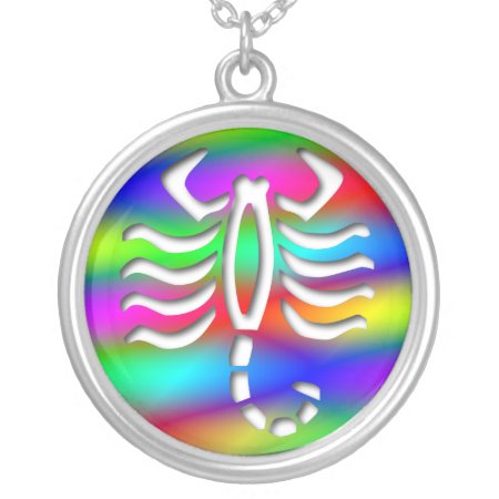 Scorpio Rainbow Color Scorpion Sterling Silver Silver Plated Necklace