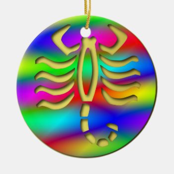 Scorpio Rainbow Scorpion Birthday Christmas Tree Ceramic Ornament by zodiac_shop at Zazzle