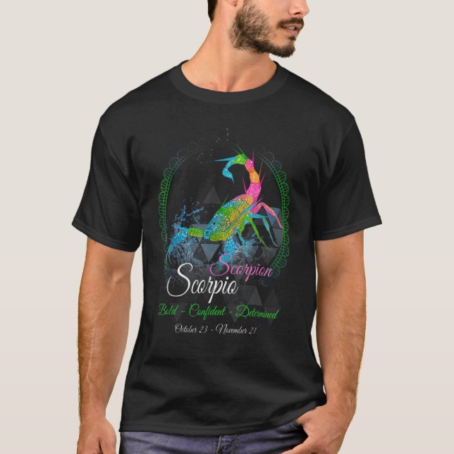Scorpio  Retro Sunset Zodiac Sign Birthday T-Shirt (Front)