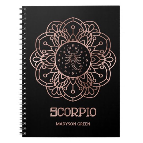 Scorpio Rose Gold Mandala Zodiac Sign Personalized Notebook