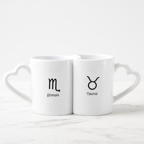 Scorpio Scorpion and Taurus Bull Zodiacs Astrology Coffee Mug Set