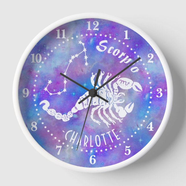 Scorpio Scorpion Constellation Stars Name Birthday Clock (Front)