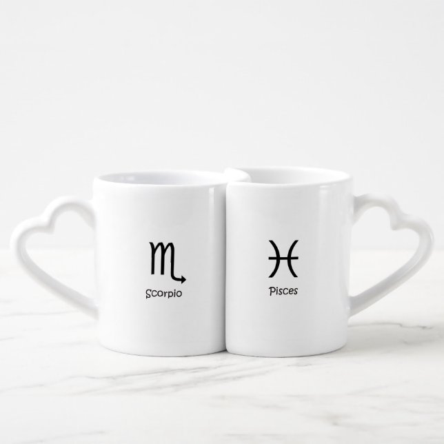 Scorpio Scorpion & Pisces fish Zodiac Astrology Coffee Mug Set (Front Nesting)