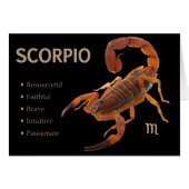 Scorpio/Scorpion Zodiac Card with Characteristics (Front Horizontal)