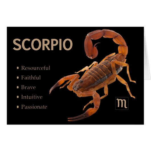 Scorpio/Scorpion Zodiac Card with Characteristics (Front Horizontal)