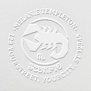 Scorpio Scorpion Zodiac Sign Round Name Return Add Embosser