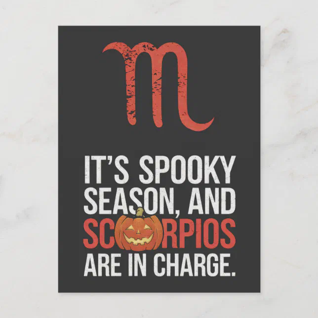 Scorpio Season: Spooky and in Charge Funny Quote Postcard
