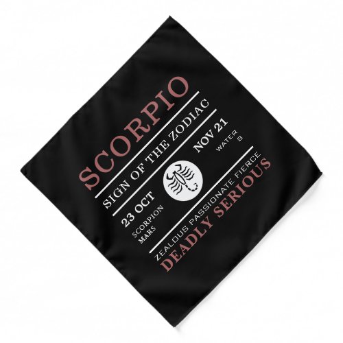 Scorpio Sign of the Zodiac Astrological Bandana
