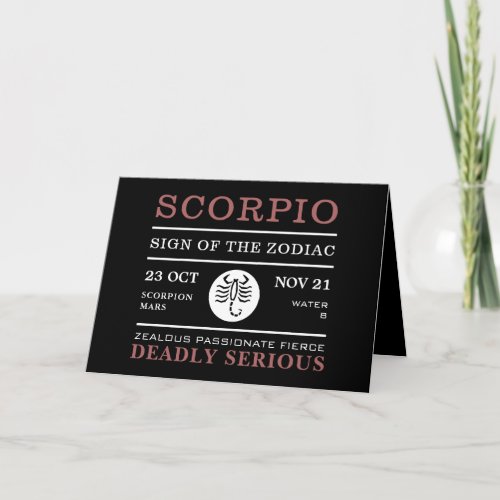 Scorpio Sign of the Zodiac Astrological Card