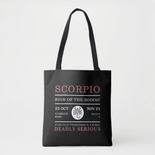 Scorpio Sign of the Zodiac Astrological Tote Bag