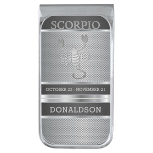Scorpio ♏ - Silver Metal Mesh - Personalize Silver Finish Money Clip