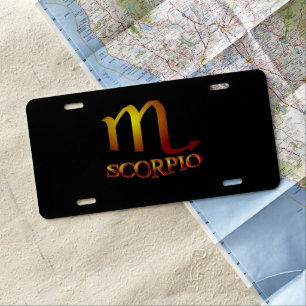 Scorpio Star Gold License Plate