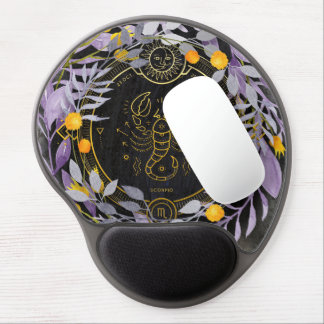 Scorpio Sun sign Lilac and Yellow Floral Zodiac Gel Mouse Pad