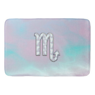 Scorpio Symbol in Mother of Pearl Style Decor Bathroom Mat