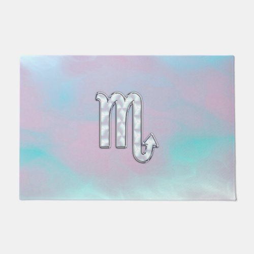 Scorpio Symbol in Mother of Pearl Style Decor Doormat