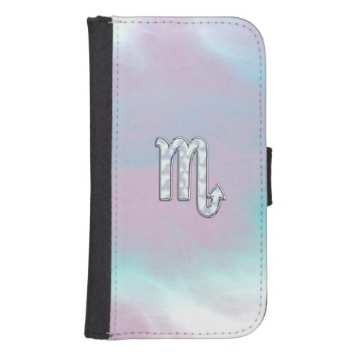 Scorpio Symbol in Mother of Pearl Style Decor Wallet Phone Case For Samsung Galaxy S4