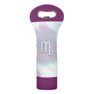 Scorpio Symbol in Mother of Pearl Style Decor Wine Bag