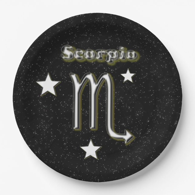Scorpio symbol paper plates (Front)