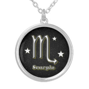 Scorpio symbol silver plated necklace
