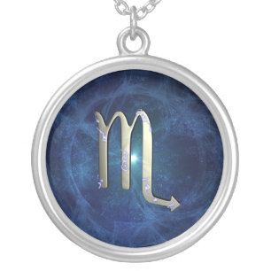 Scorpio symbol silver plated necklace