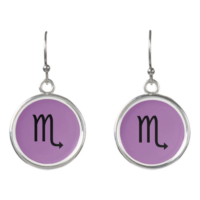 Scorpio Symbol Zodiac Earrings (Front)
