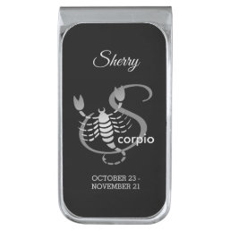 Scorpio the Scorpion  ♏ - Personalize Silver Finish Money Clip
