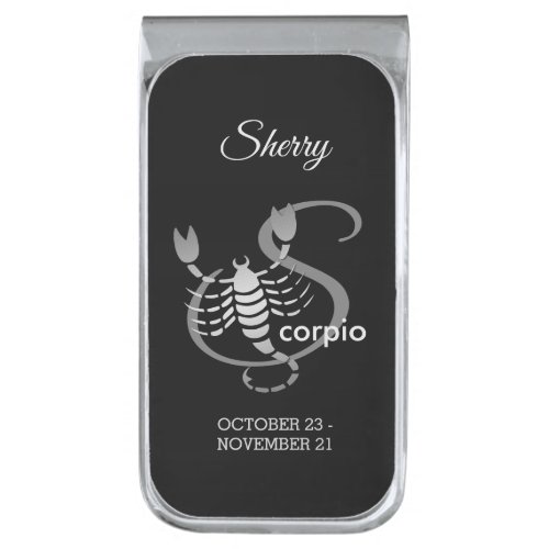 Scorpio the Scorpion   _ Personalize Silver Finish Money Clip