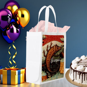 Scorpio the Scorpion Zodiac Sign Birthday Grocery Bag