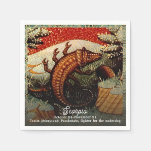 Scorpio the Scorpion Zodiac Sign Birthday Napkins