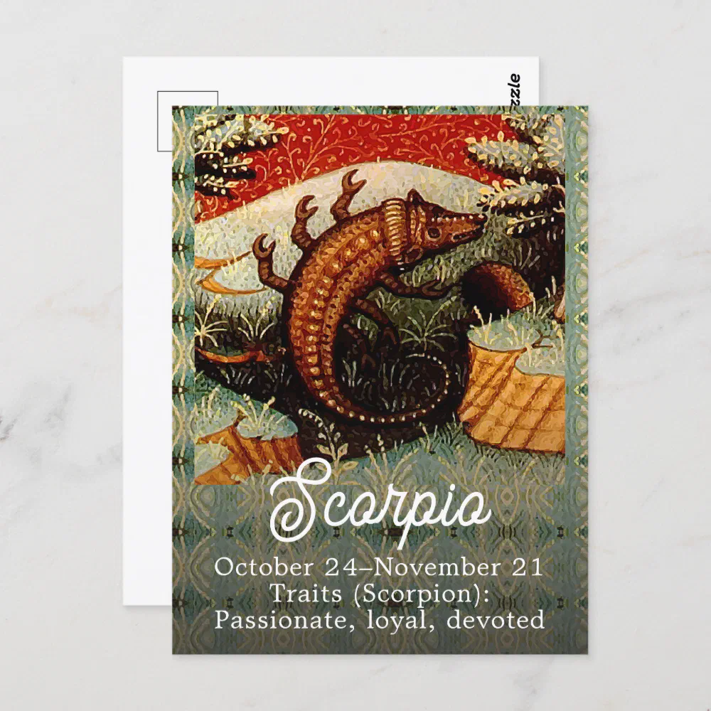 Scorpio the Scorpion Zodiac Sign Birthday Postcard