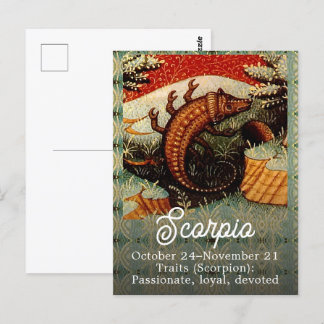 Scorpio the Scorpion Zodiac Sign Birthday Postcard