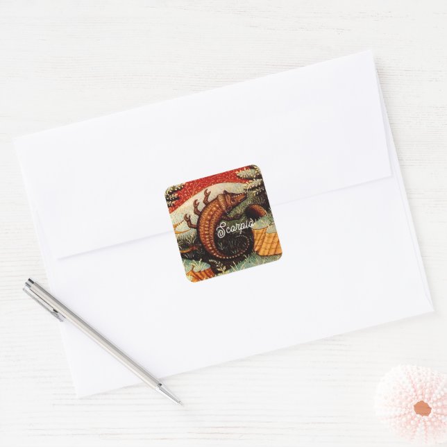 Scorpio the Scorpion Zodiac Sign Birthday Square Sticker (Envelope)