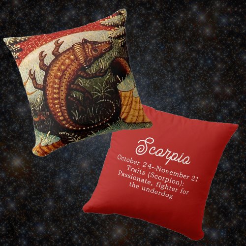 Scorpio the Scorpion Zodiac Sign Birthday Throw Pillow