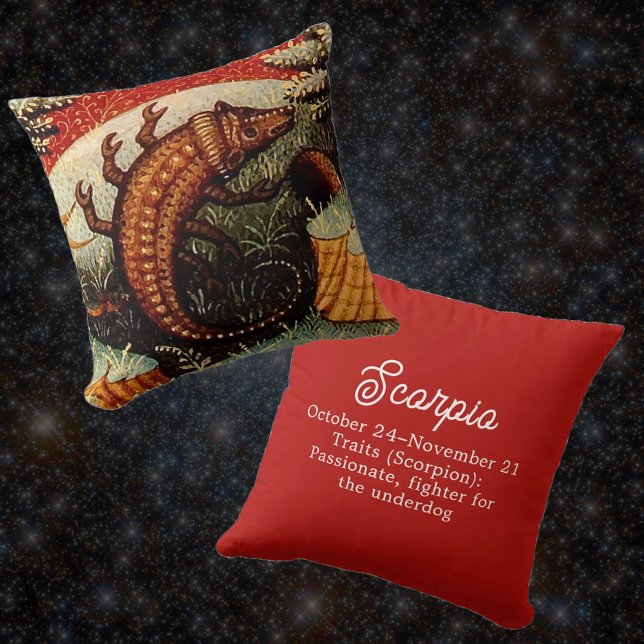 Scorpio the Scorpion Zodiac Sign Birthday Throw Pillow (Creator Uploaded)