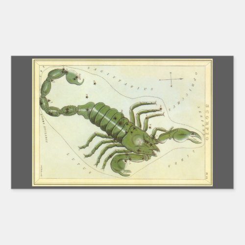 Scorpio Vintage Constellation Uranias Mirror Rectangular Sticker